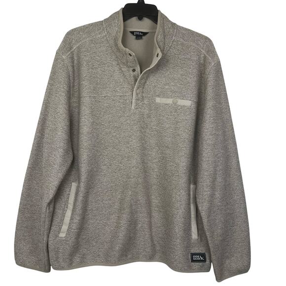Eddie Bauer quarter snap Pullover Sweater men’s XXL mock collar tan\cream color - Picture 1 of 7